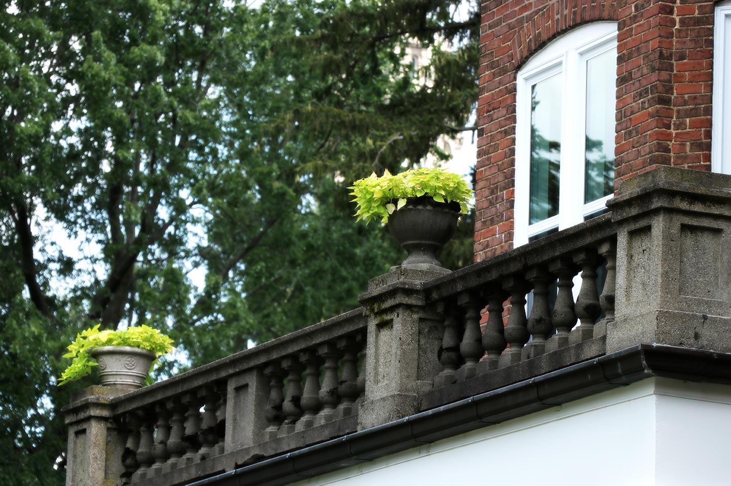 Detailed view of the upper porch spindles