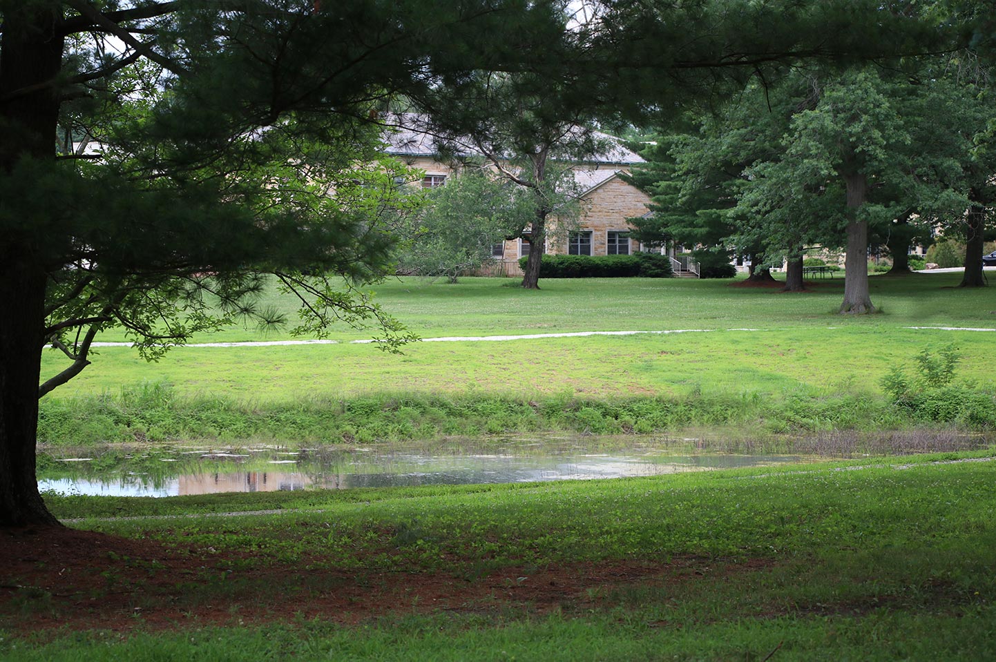 View of Goodwin Guest House from across Le Fer Lake